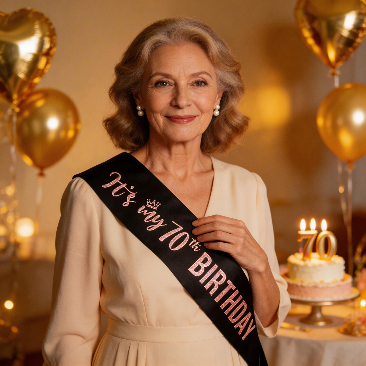 Birthday Sash Glitter - Элегантная лента-баннер «Мои 70-летие» с блестками