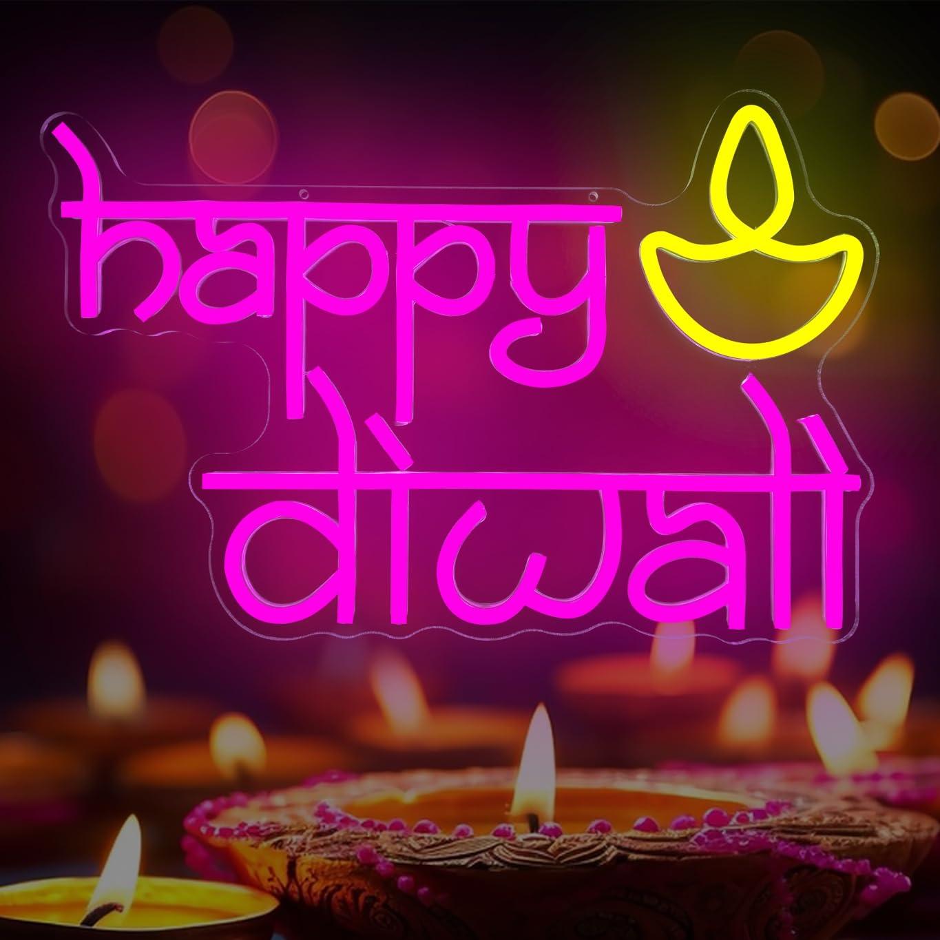 Neon Sign Party - Неоновая вывеска Happy Diwali с USB-питанием,