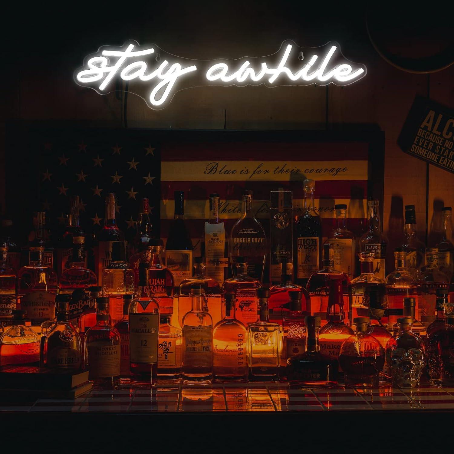 Неоновые вывески Stay Awhile с – обзор и цена Neon Sign Party